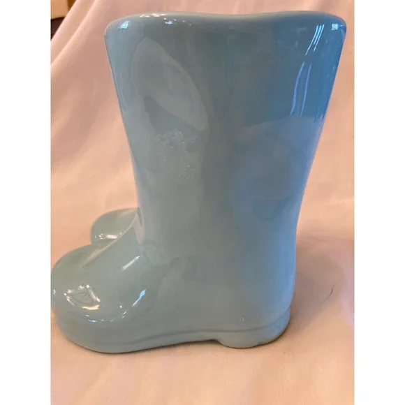 Rae Dunn Artisan Collection Fresh Herbs Ceramic Boot Planter Teal Blue - Picture 7 of 12